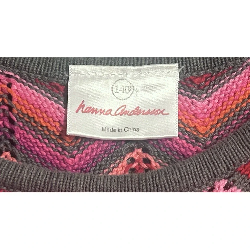 Hanna Andersson Sweater‎ Dress Girls Size 10/140 Pink Zig Zag Chevron Lined